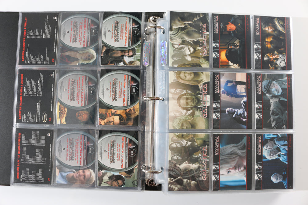 
                  
                    Battlestar Galactica Rittenhouse Trading Cards 246pc LOT with 52 Cards Signed by Edward James Olmos, Mary McDonnell, Katee Sackhoff, Jamie Bamber, James Callis, Tricia Helfer, Grace Park, Michael Hogan, Aaron Douglas, Michael Trucco, & More
                  
                