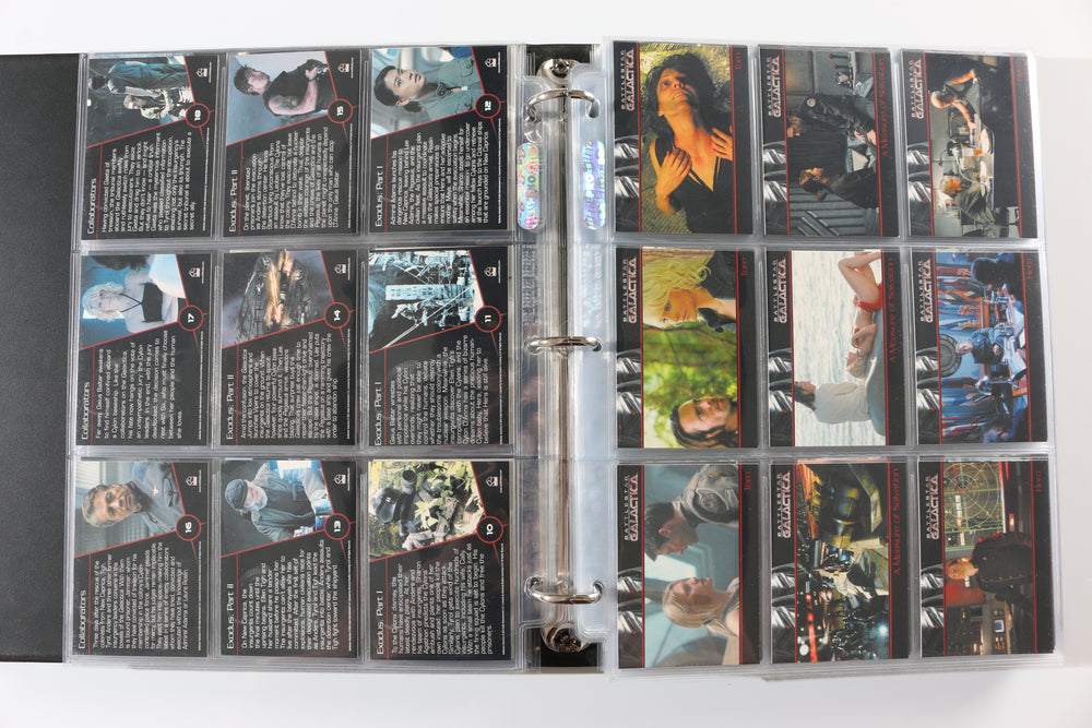 
                  
                    Battlestar Galactica Rittenhouse Trading Cards 246pc LOT with 52 Cards Signed by Edward James Olmos, Mary McDonnell, Katee Sackhoff, Jamie Bamber, James Callis, Tricia Helfer, Grace Park, Michael Hogan, Aaron Douglas, Michael Trucco, & More
                  
                