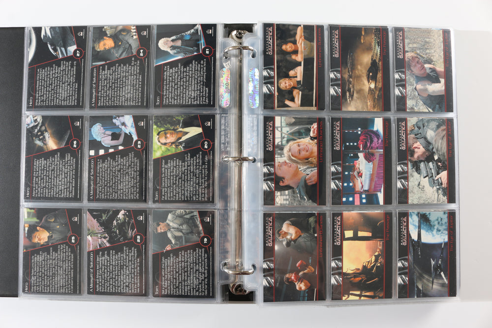 
                  
                    Battlestar Galactica Rittenhouse Trading Cards 246pc LOT with 52 Cards Signed by Edward James Olmos, Mary McDonnell, Katee Sackhoff, Jamie Bamber, James Callis, Tricia Helfer, Grace Park, Michael Hogan, Aaron Douglas, Michael Trucco, & More
                  
                