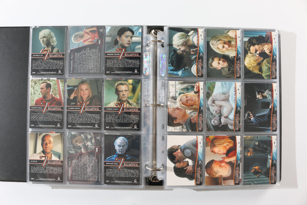 
                  
                    Battlestar Galactica Rittenhouse Trading Cards 246pc LOT with 52 Cards Signed by Edward James Olmos, Mary McDonnell, Katee Sackhoff, Jamie Bamber, James Callis, Tricia Helfer, Grace Park, Michael Hogan, Aaron Douglas, Michael Trucco, & More
                  
                