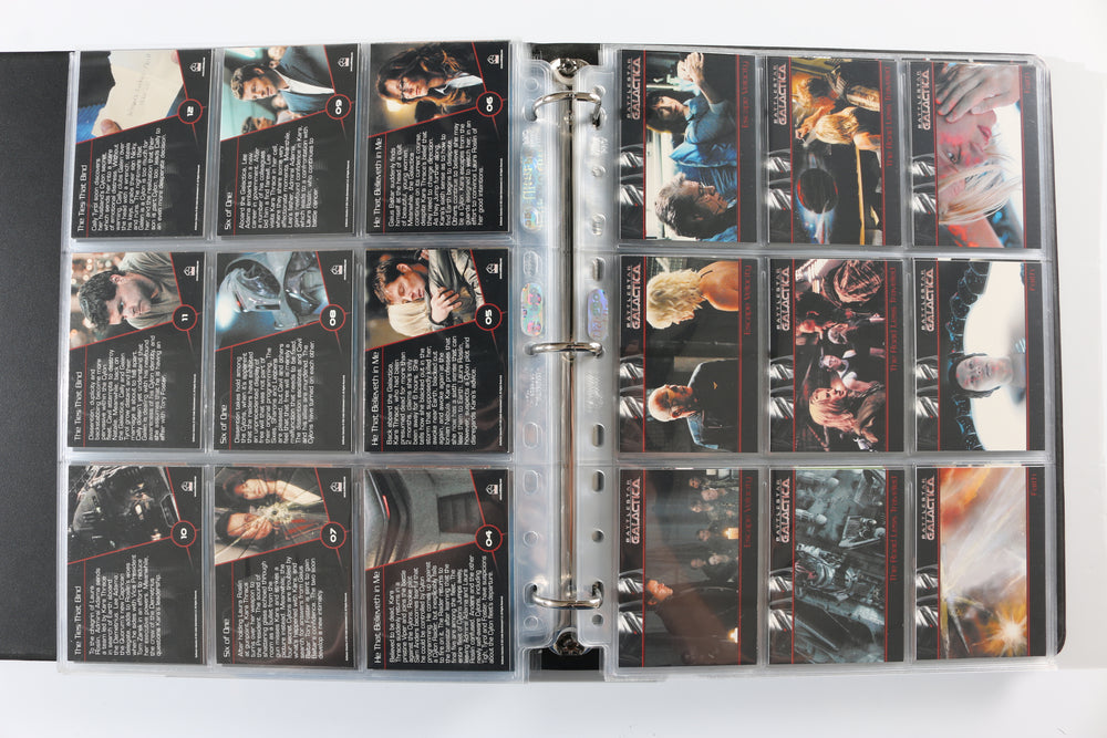 
                  
                    Battlestar Galactica Rittenhouse Trading Cards 246pc LOT with 52 Cards Signed by Edward James Olmos, Mary McDonnell, Katee Sackhoff, Jamie Bamber, James Callis, Tricia Helfer, Grace Park, Michael Hogan, Aaron Douglas, Michael Trucco, & More
                  
                