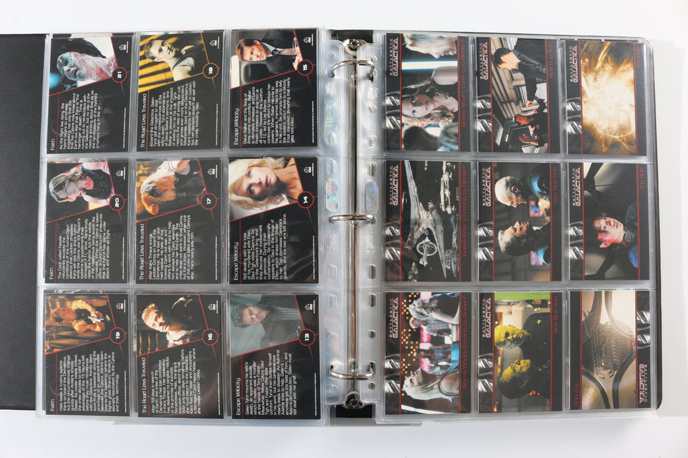 
                  
                    Battlestar Galactica Rittenhouse Trading Cards 246pc LOT with 52 Cards Signed by Edward James Olmos, Mary McDonnell, Katee Sackhoff, Jamie Bamber, James Callis, Tricia Helfer, Grace Park, Michael Hogan, Aaron Douglas, Michael Trucco, & More
                  
                