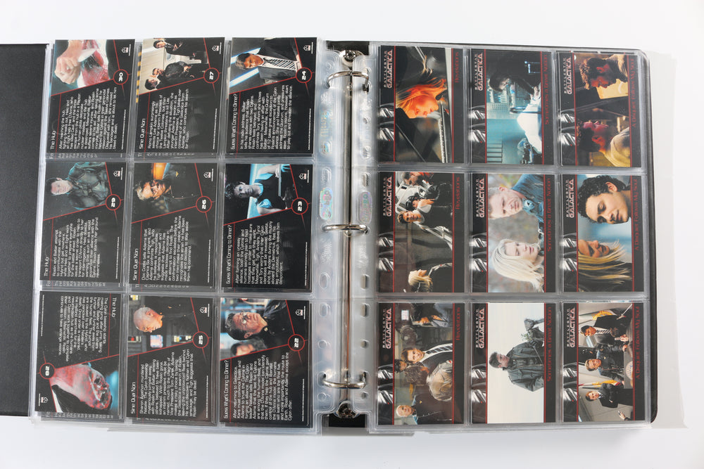 
                  
                    Battlestar Galactica Rittenhouse Trading Cards 246pc LOT with 52 Cards Signed by Edward James Olmos, Mary McDonnell, Katee Sackhoff, Jamie Bamber, James Callis, Tricia Helfer, Grace Park, Michael Hogan, Aaron Douglas, Michael Trucco, & More
                  
                