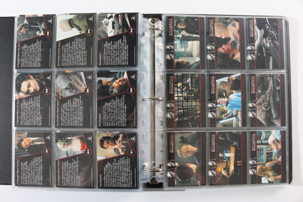 
                  
                    Battlestar Galactica Rittenhouse Trading Cards 246pc LOT with 52 Cards Signed by Edward James Olmos, Mary McDonnell, Katee Sackhoff, Jamie Bamber, James Callis, Tricia Helfer, Grace Park, Michael Hogan, Aaron Douglas, Michael Trucco, & More
                  
                