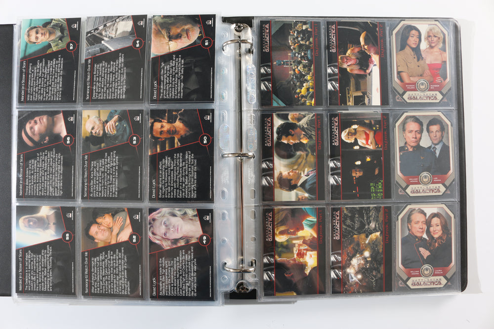 
                  
                    Battlestar Galactica Rittenhouse Trading Cards 246pc LOT with 52 Cards Signed by Edward James Olmos, Mary McDonnell, Katee Sackhoff, Jamie Bamber, James Callis, Tricia Helfer, Grace Park, Michael Hogan, Aaron Douglas, Michael Trucco, & More
                  
                