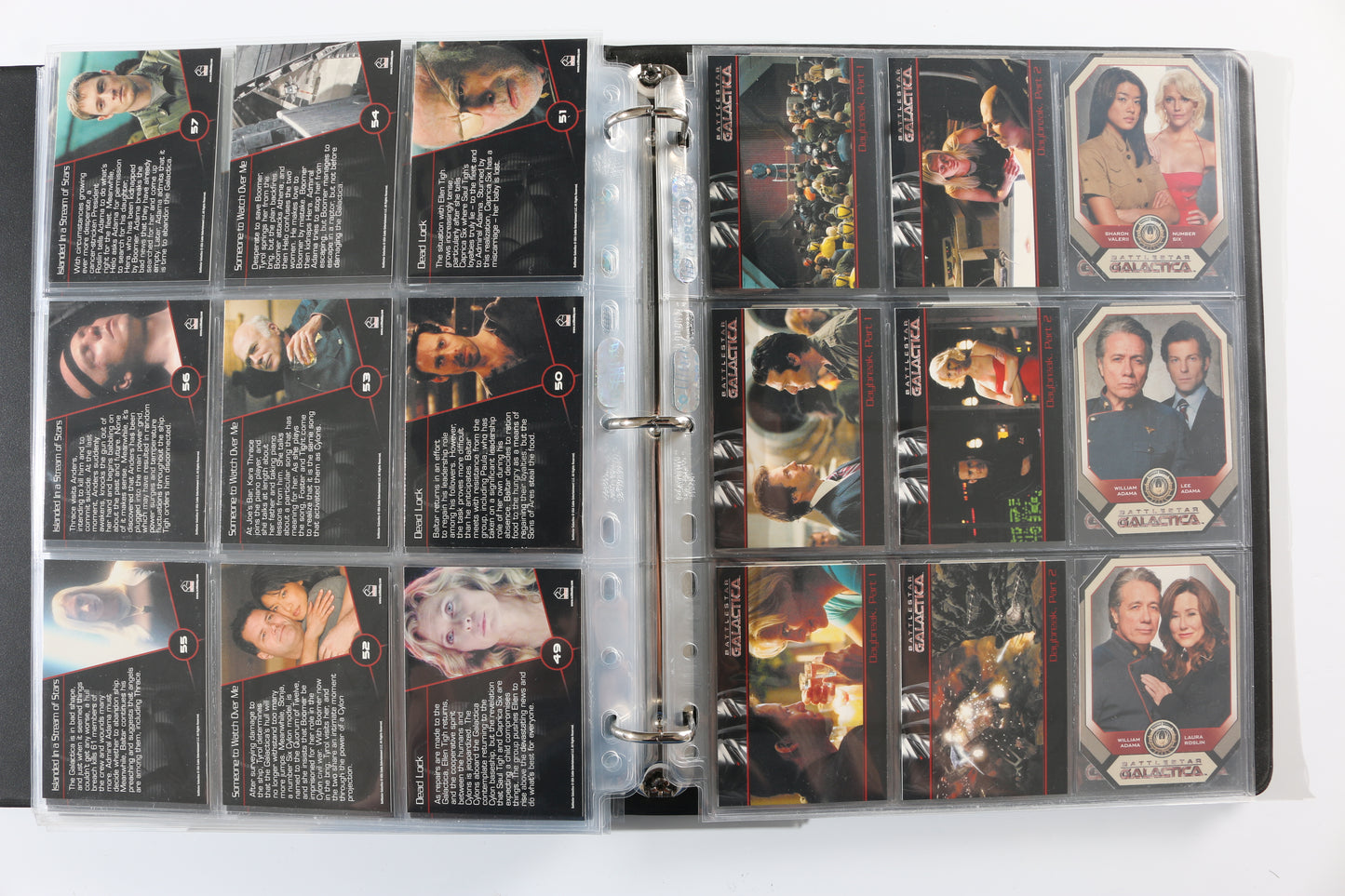 
                  
                    Battlestar Galactica Rittenhouse Trading Cards 246pc LOT with 52 Cards Signed by Edward James Olmos, Mary McDonnell, Katee Sackhoff, Jamie Bamber, James Callis, Tricia Helfer, Grace Park, Michael Hogan, Aaron Douglas, Michael Trucco, & More
                  
                