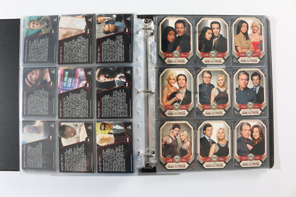 
                  
                    Battlestar Galactica Rittenhouse Trading Cards 246pc LOT with 52 Cards Signed by Edward James Olmos, Mary McDonnell, Katee Sackhoff, Jamie Bamber, James Callis, Tricia Helfer, Grace Park, Michael Hogan, Aaron Douglas, Michael Trucco, & More
                  
                