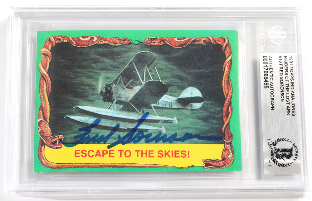 Fred Sorenson as Jock in Indiana Jones and the Raiders of the Lost Ark (Beckett Slabbed) 1981 Signed Topps Trading Card #16