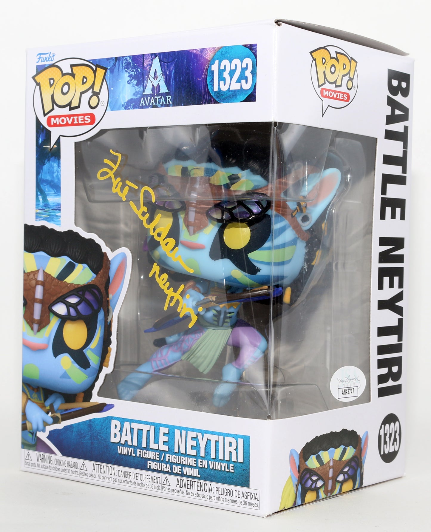 
                  
                    Zoe Saldaña as Neytiri in James Cameron's Avatar (JSA) Signed Funko POP! #1323 with Character Name
                  
                
