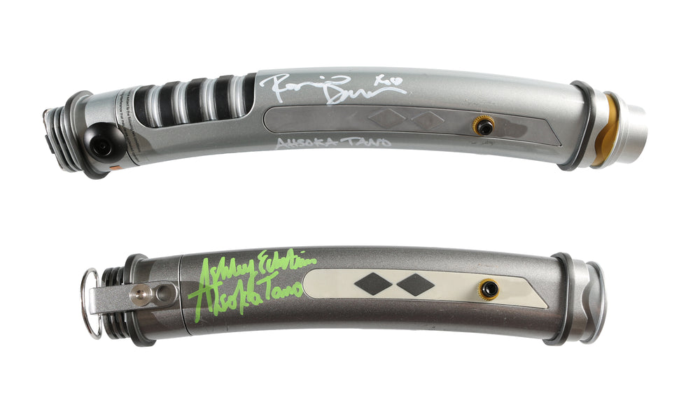 Ahsoka Tano from Star Wars: Rebels & the Mandalorian Disney Galaxy's Edge Prop Replica Legacy Lightsaber Signed by Ashley Eckstein & Rosario Dawson