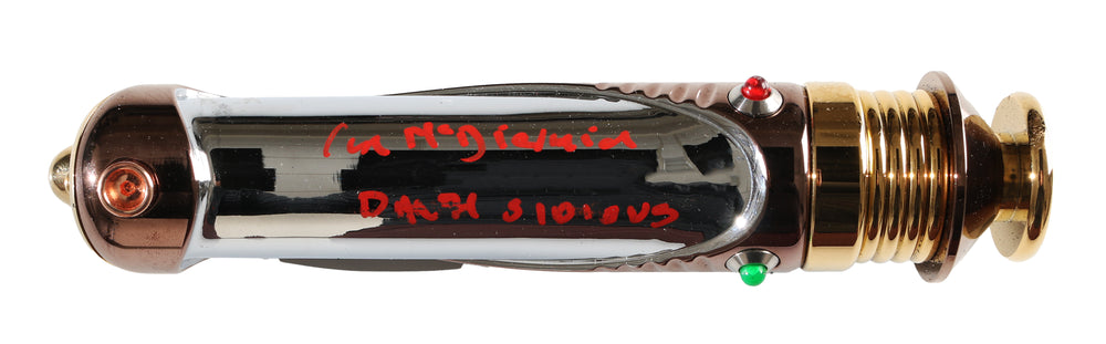 Emperor Palpatine / Darth Sidious from Star Wars Episode III: Revenge of the Sith Prop Replica Lightsaber by Argo Sabers (JSA) Signed by Ian McDiarmid with Character Name