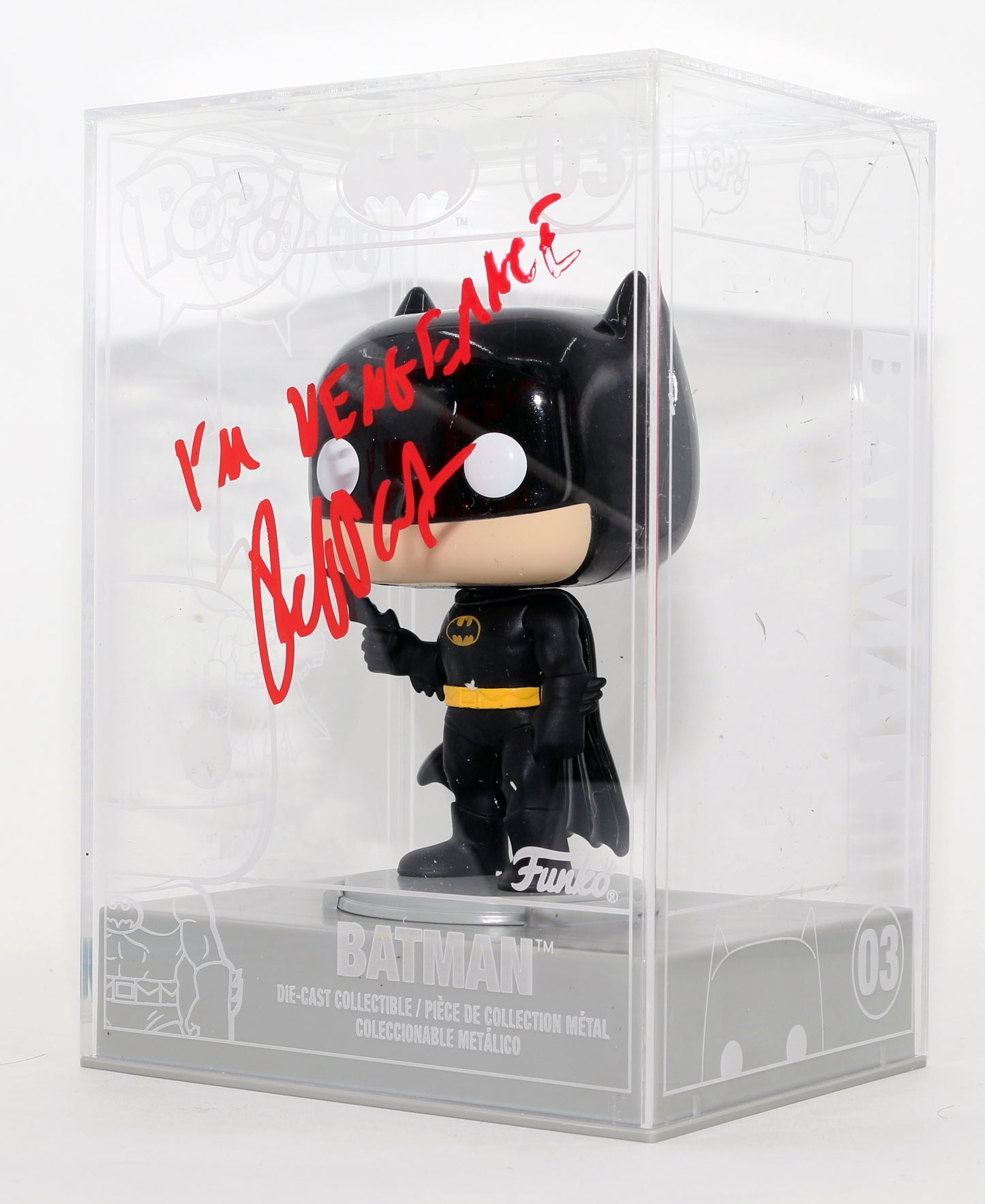 
                  
                    Robert Pattinson as Batman in The Batman (Celebrity Authentics) Signed Diecast Funko POP! #03 with Quote
                  
                