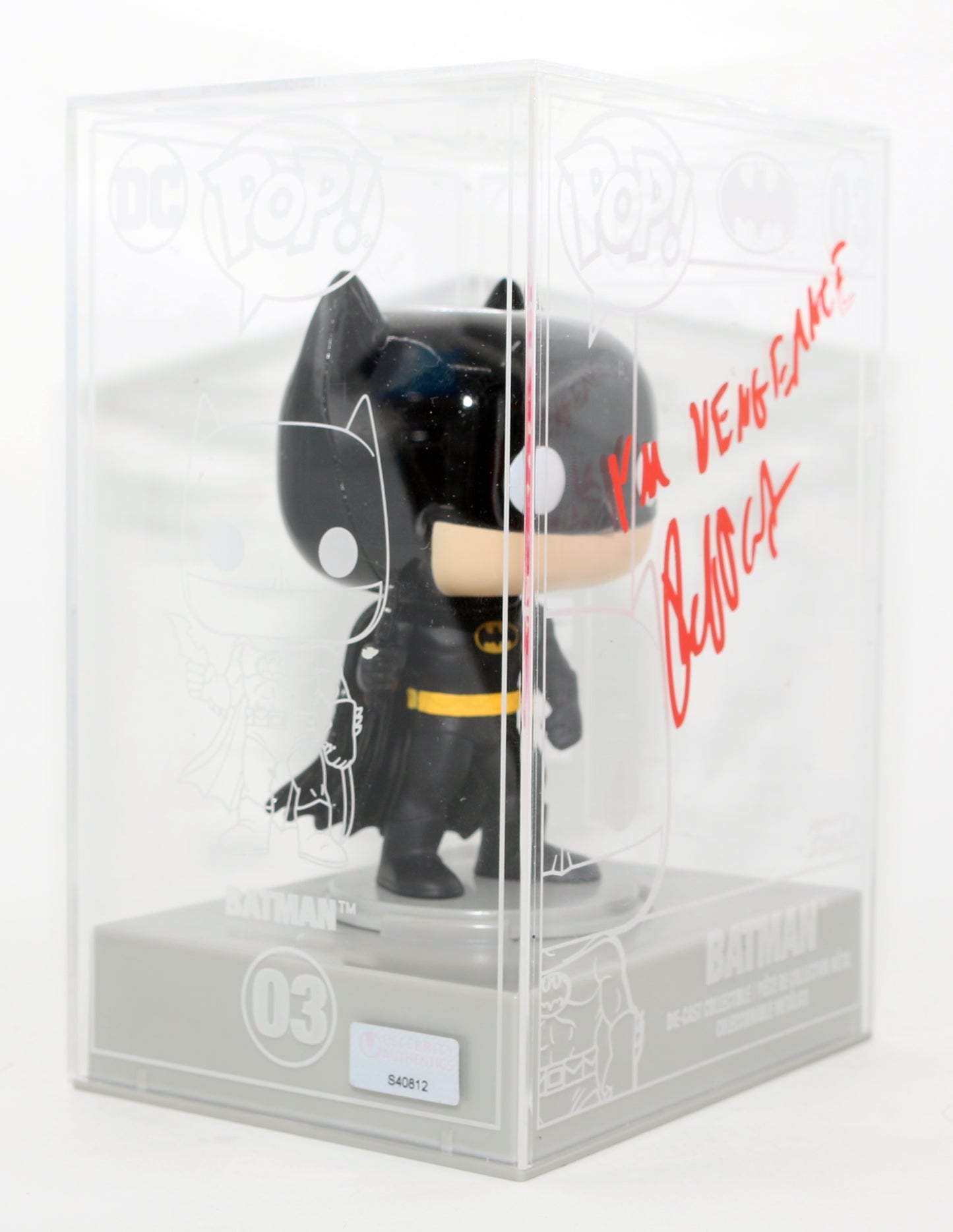 
                  
                    Robert Pattinson as Batman in The Batman (Celebrity Authentics) Signed Diecast Funko POP! #03 with Quote
                  
                
