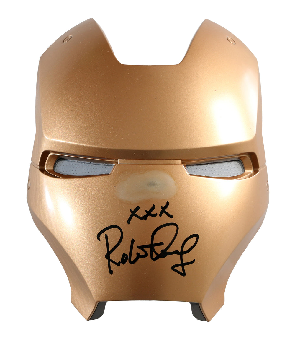 Iron Man Faceplate for Hasbro Legends Series Electronic Prop Replica Helmet (SWAU Authenticated) Signed by Robert Downey Jr.