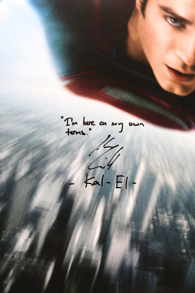 
                  
                    Henry Cavill as Kal-El / Clark Kent in Superman: Man of Steel Signed 27x40 Poster with Character Name & Quote
                  
                
