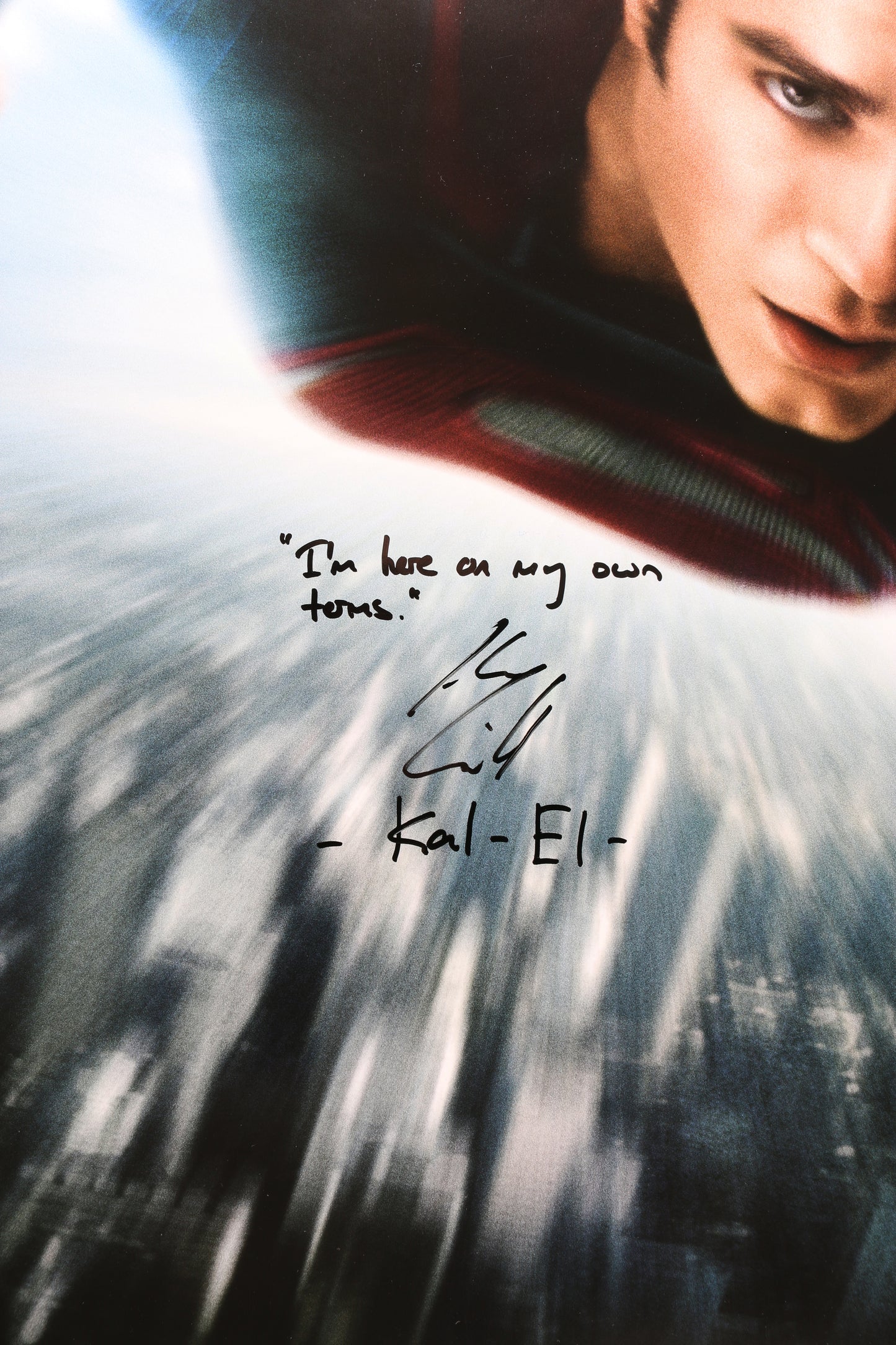 
                  
                    Henry Cavill as Kal-El / Clark Kent in Superman: Man of Steel Signed 27x40 Poster with Character Name & Quote
                  
                