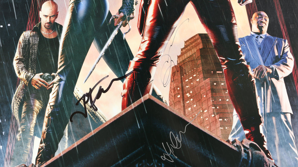 
                  
                    Ben Affleck as Matt Murdock / Daredevil, Jennifer Garner as Elektra Natchios, & Jon Favreau as Foggy Nelson in Daredevil (Beckett) Signed 27x40 Poster
                  
                