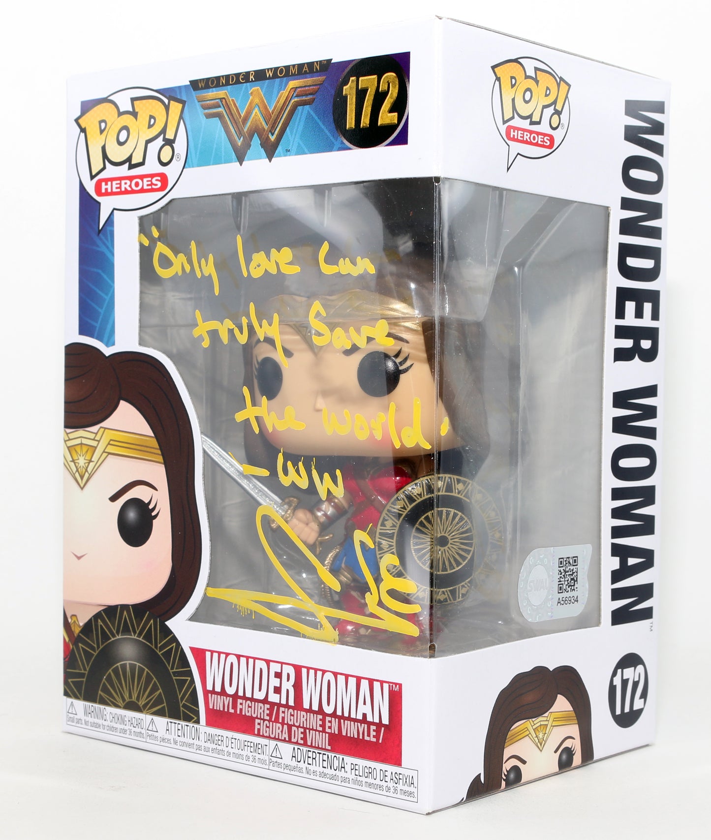 
                  
                    Gal Gadot as Wonder Woman in Wonder Woman (SWAU) Signed Funko POP!  #172 with Character Name & Quote
                  
                
