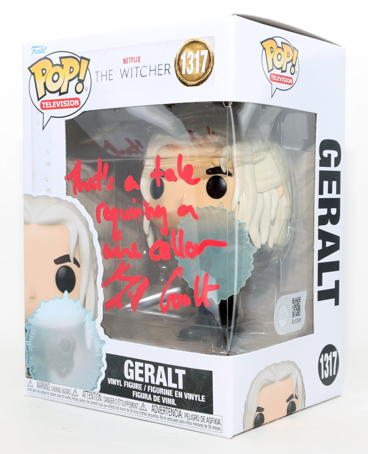 
                  
                    Henry Cavill as Geralt of Rivia in The Witcher (SWAU) Signed Funko POP! #1317 with Character Name & Quote
                  
                