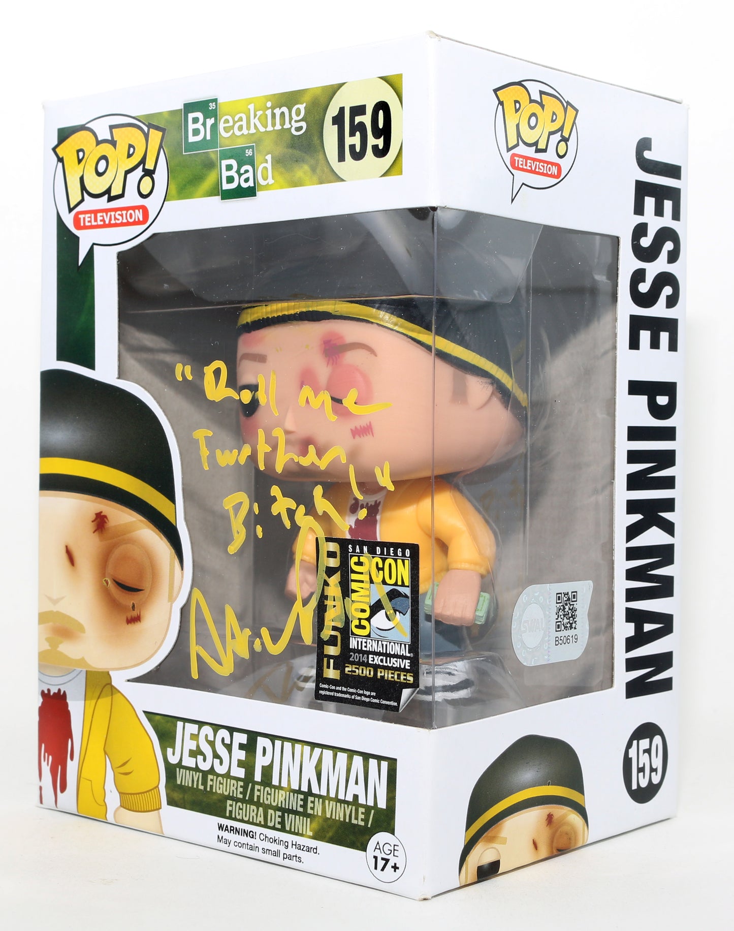 
                  
                    Aaron Paul as Jesse Pinkman in Breaking Bad (SWAU) Signed Funko POP! #159 with Quote
                  
                