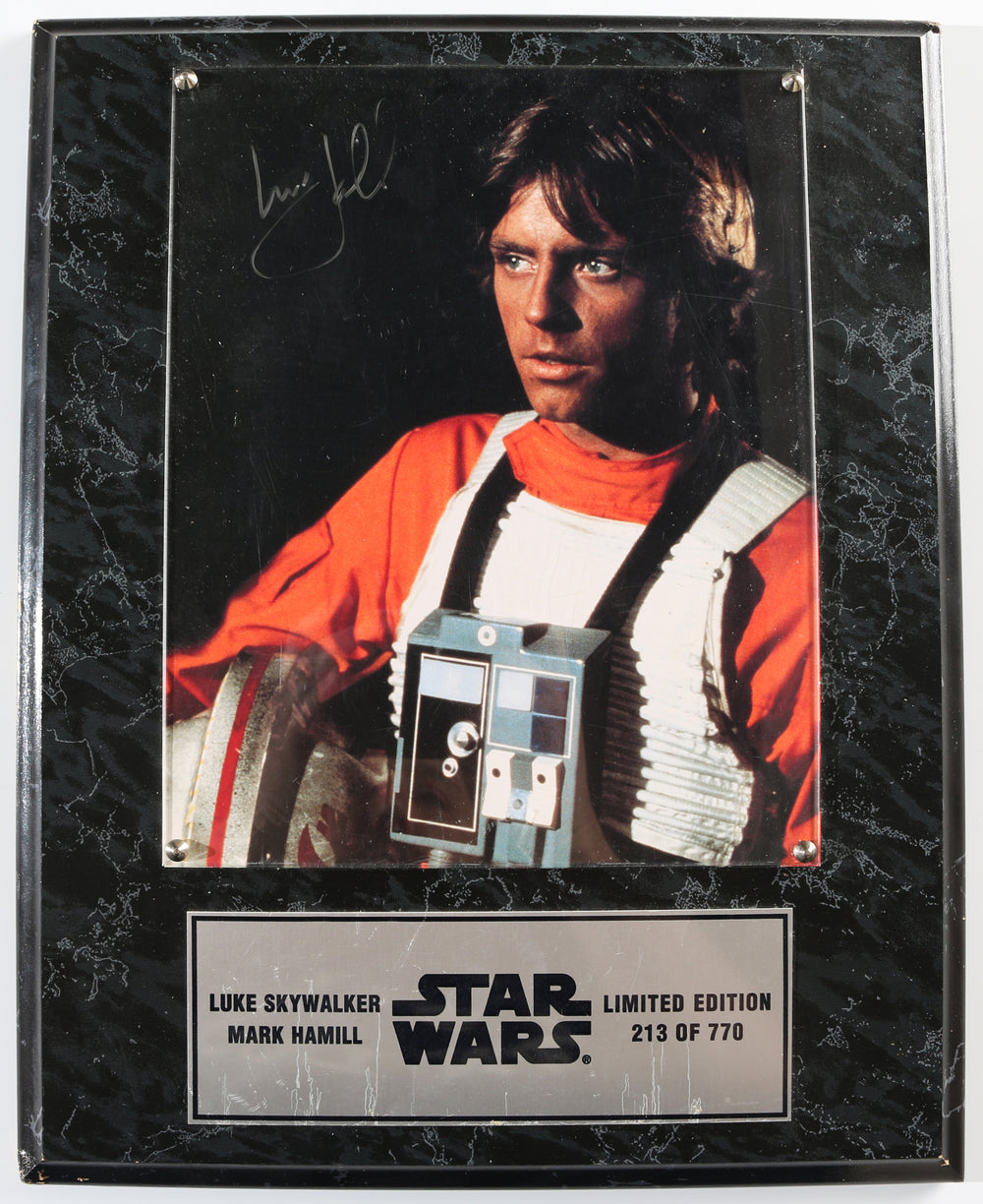 Mark Hamill as Luke Skywalker in Star Wars: A New Hope Signed 8x10 Photo on The Score Board Plaque Display #213/770