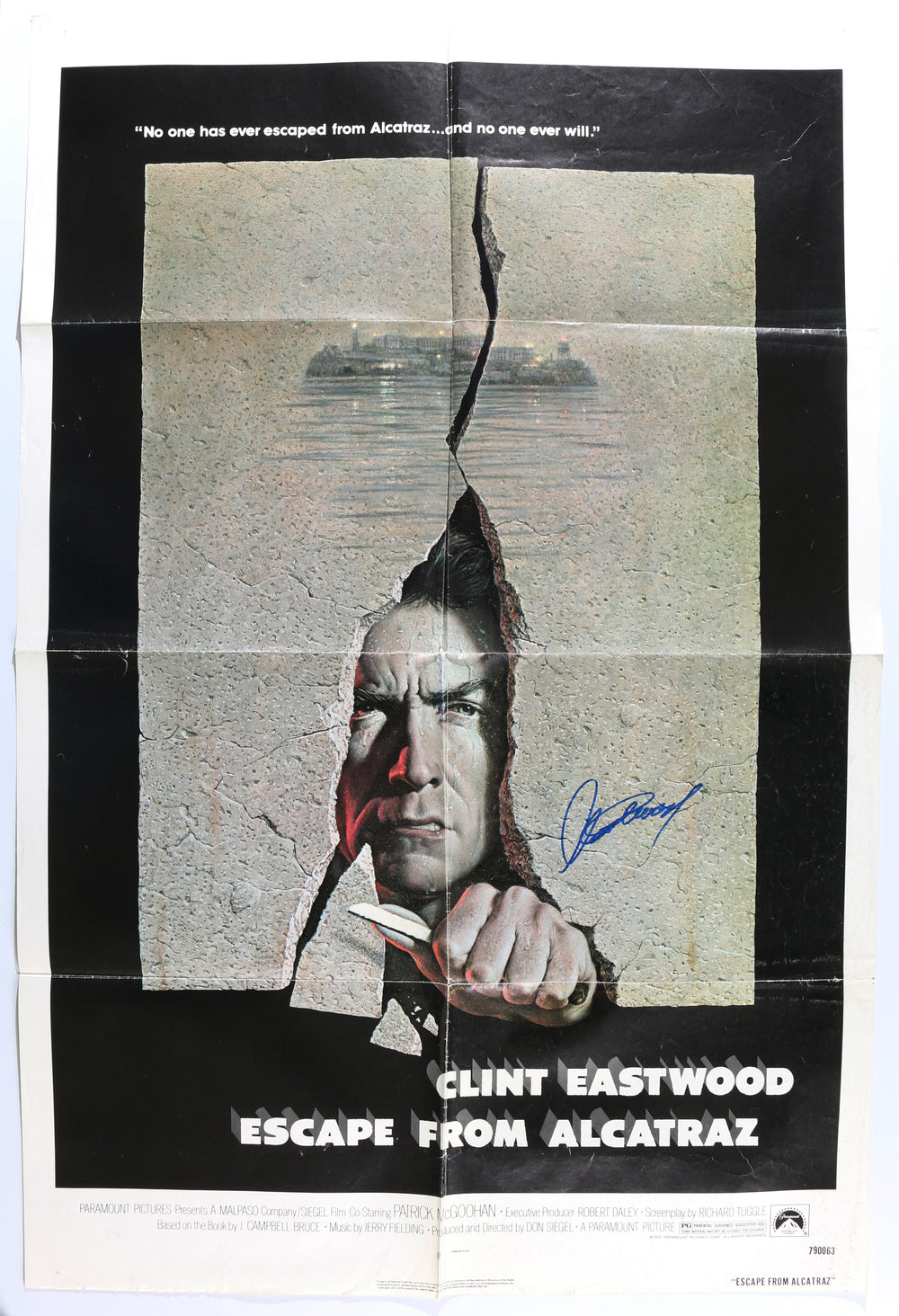 Clint Eastwood as Frank Morris in Escape from Alcatraz Signed 27x41 Folded Poster