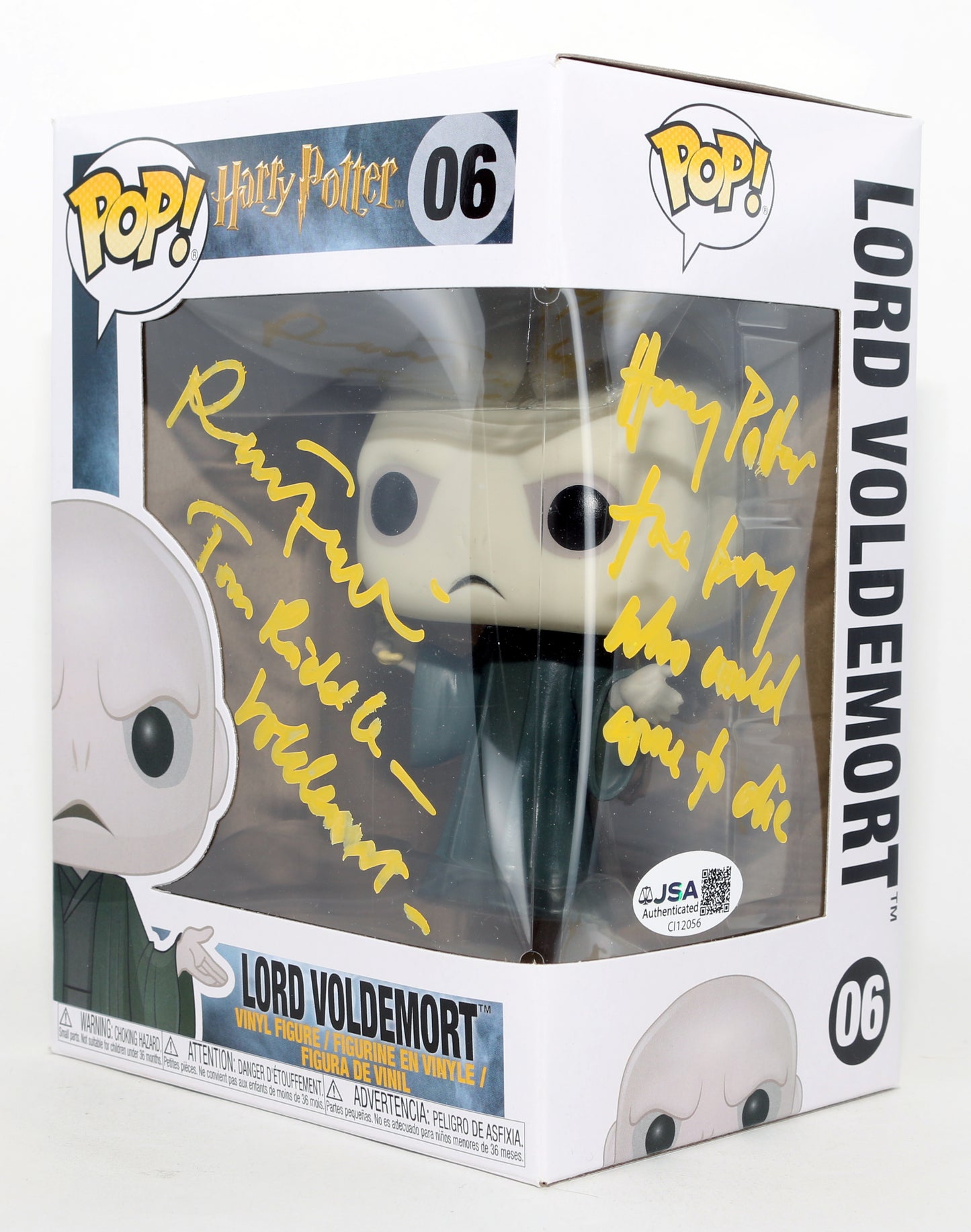 
                  
                    Ralph Fiennes as Lord Voldemort / Tom Riddle in Harry Potter (JSA) Signed Funko POP! #06 with Character Names & Quote
                  
                