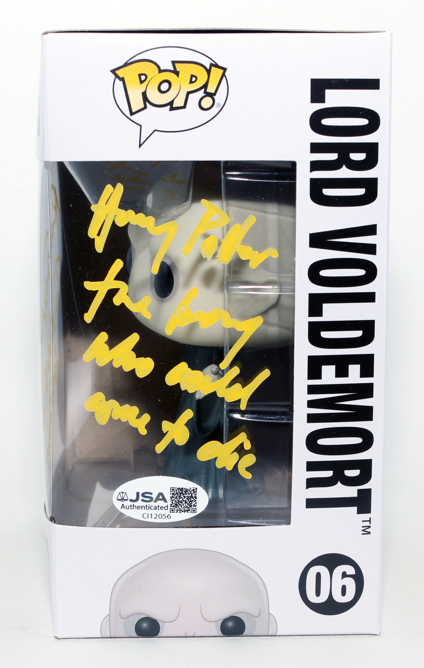 
                  
                    Ralph Fiennes as Lord Voldemort / Tom Riddle in Harry Potter (JSA) Signed Funko POP! #06 with Character Names & Quote
                  
                