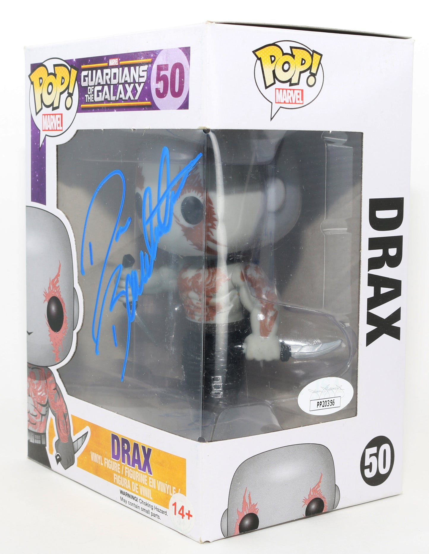 
                  
                    Dave Bautista as Drax in Guardians of the Galaxy (JSA) Signed Funko POP! #50
                  
                