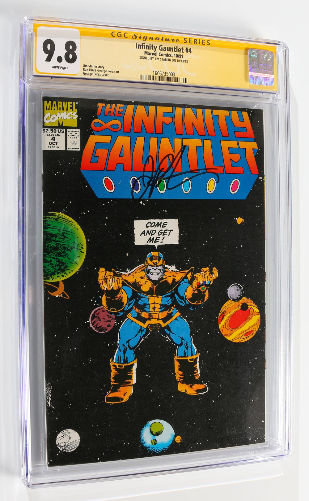 Infinity Gauntlet #4 - Signed by Thanos Creator Jim Starlin (CGC Signature Series 9.8) 1991