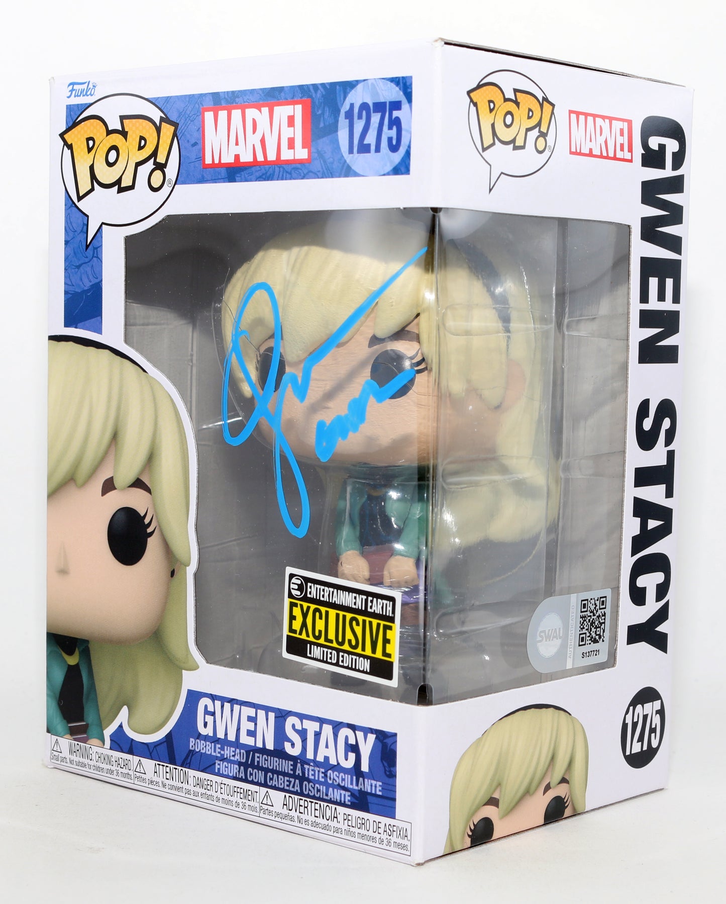 
                  
                    Emma Stone as Gwen Stacy in The Amazing Spider-Man Entertainment Earth Exclusive (SWAU) Signed Funko POP! #1275 with Character Name
                  
                