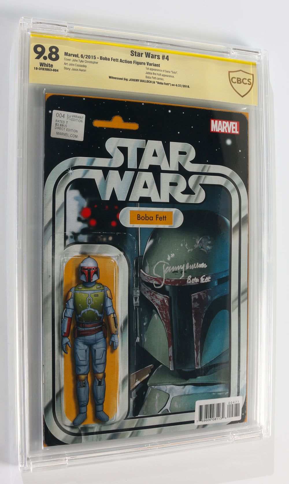 Star Wars #4 Action Figure Variant - Signed by Jeremy Bulloch as Boba Fett (CBCS Witnessed Signature 9.8) 2015
