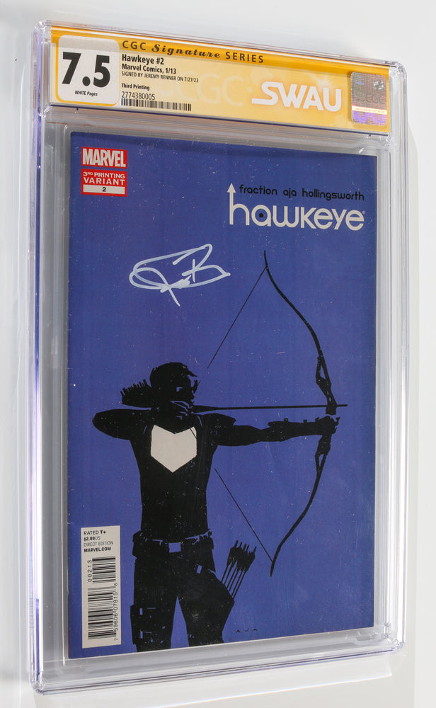 
                  
                    Hawkeye #2 - Signed by Jeremy Renner (SWAU CGC Signature Series 7.5) 2013
                  
                