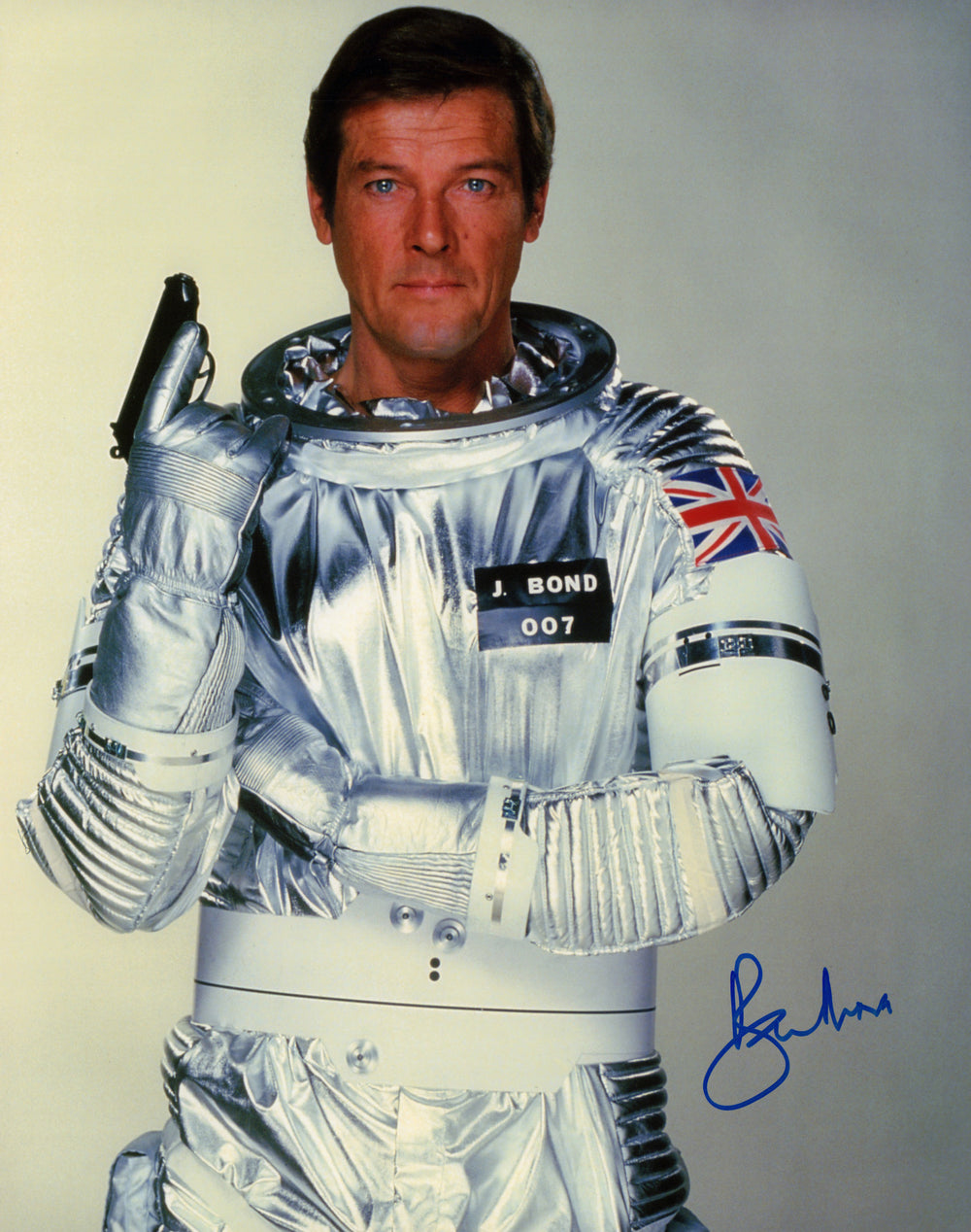 Roger Moore as James Bond 007 in Moonraker Signed 16x20 Photo