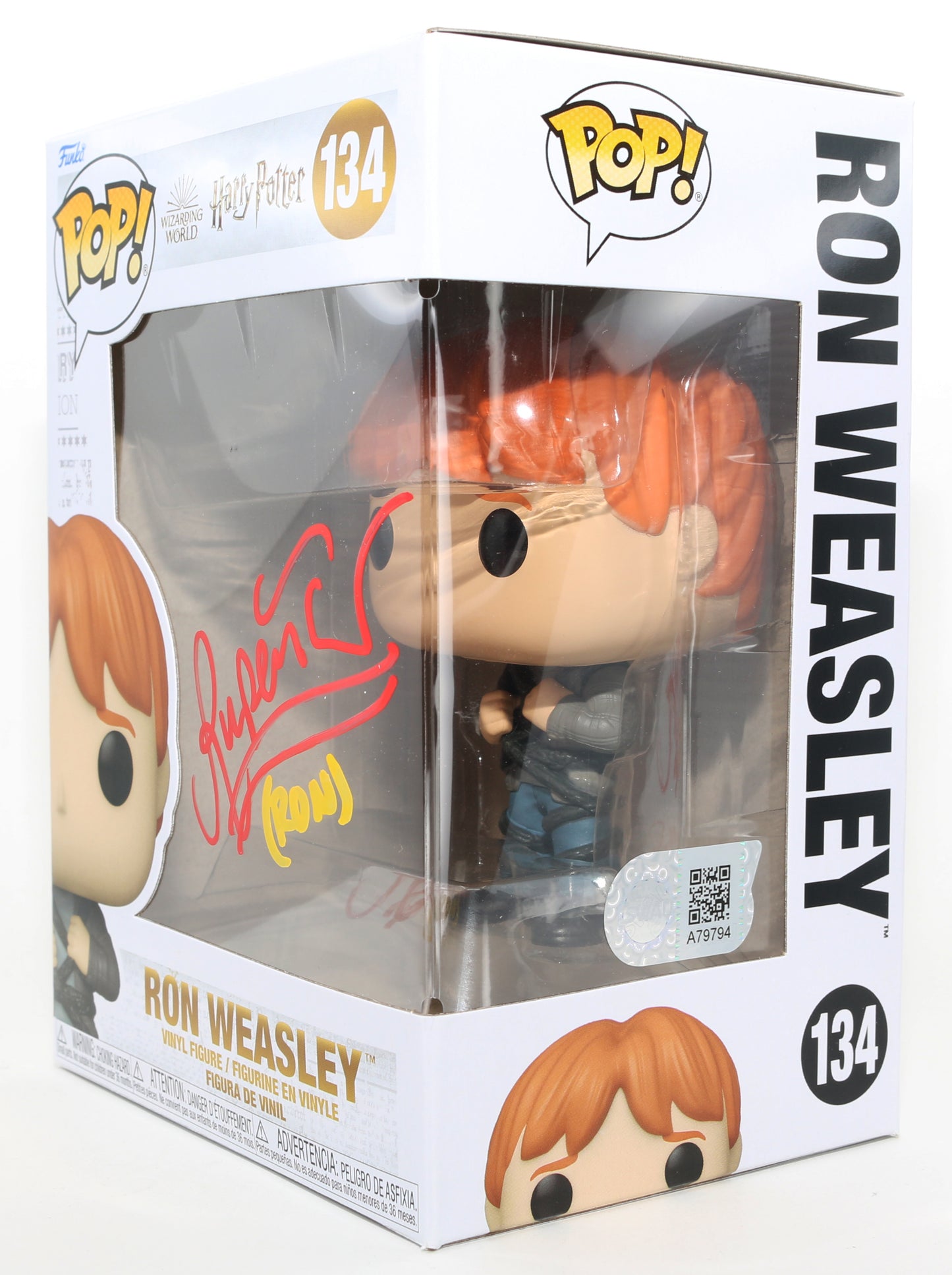 
                  
                    Rupert Grint as Ron Weasley in Harry Potter (SWAU) Signed Funko POP! #134 with Character Name
                  
                