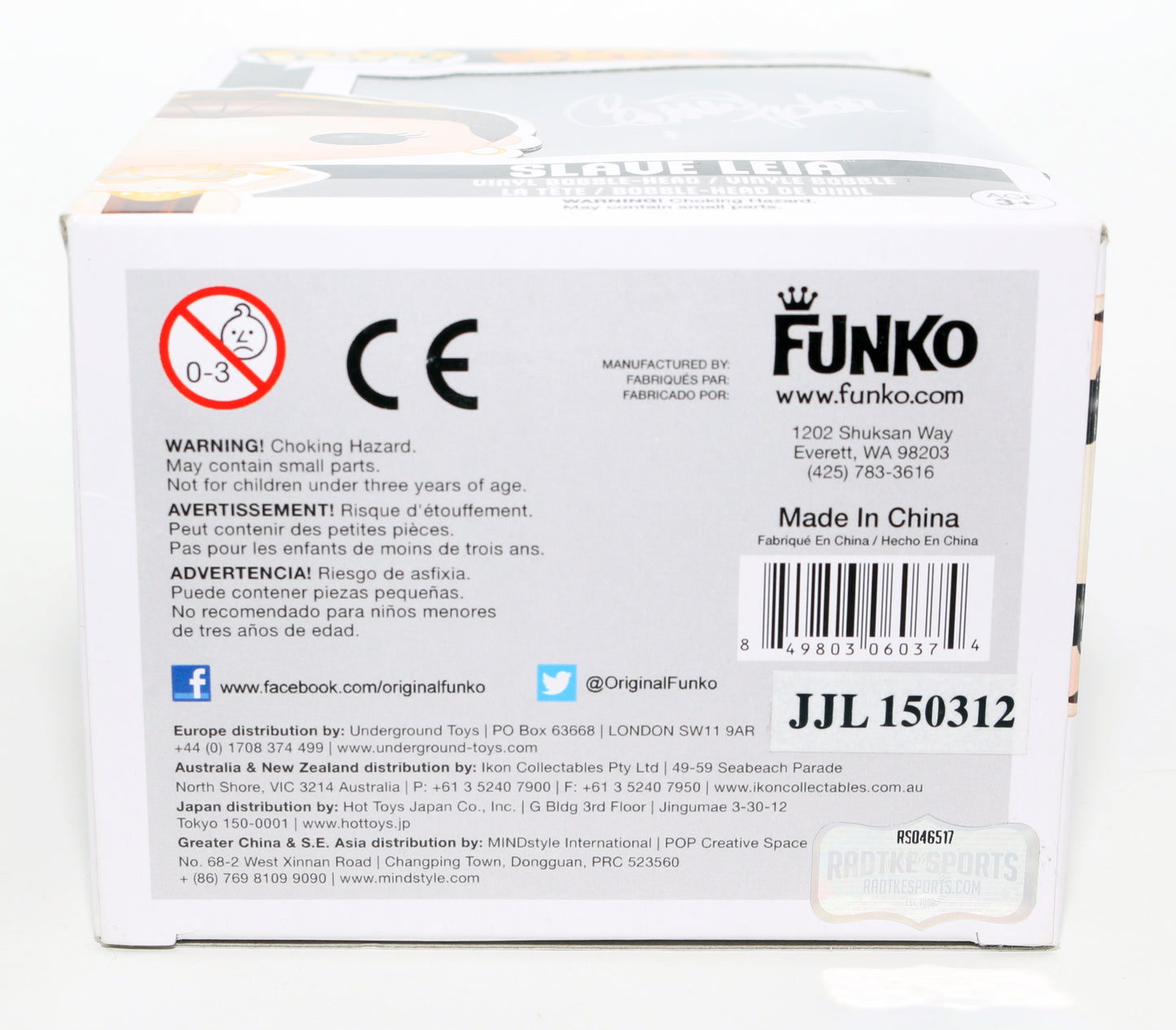 
                  
                    Carrie Fisher as Slave Princess Leia in Star Wars: Return of the Jedi (Radtke) Signed Funko POP! #18
                  
                