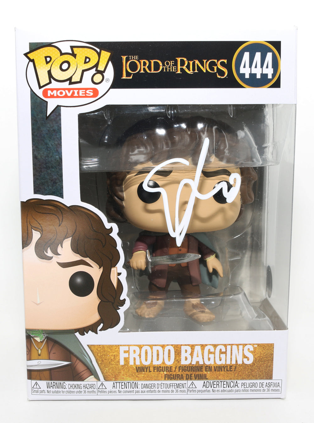 Elijah Wood as Frodo Baggins in The Lord of the Rings: The Fellowship of the Ring (Beckett) Signed Funko POP! #444