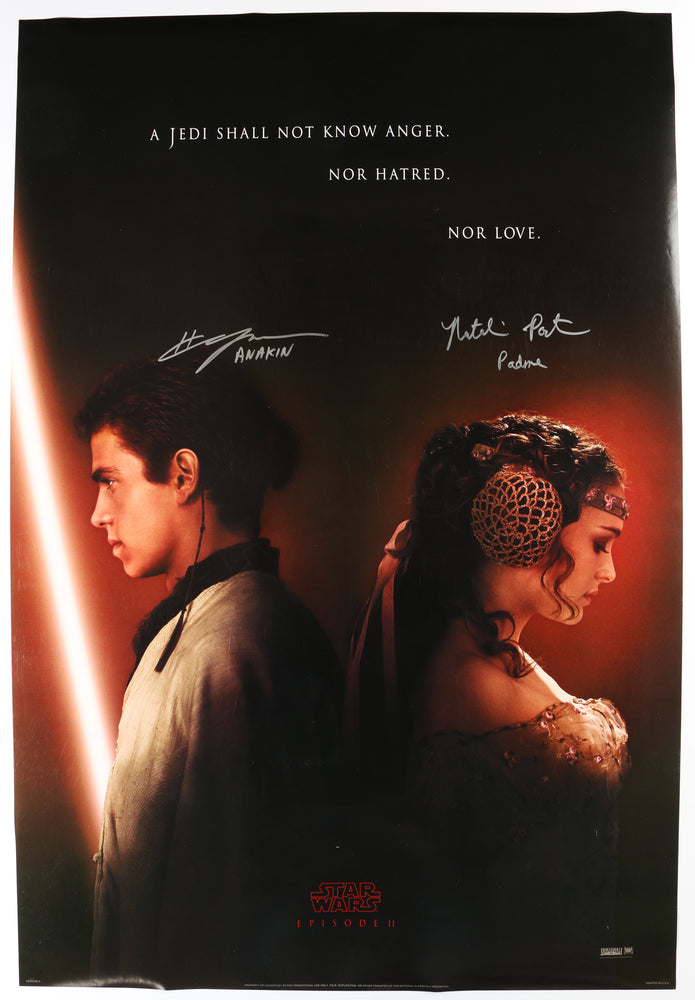 
                  
                    Hayden Christensen as Anakin Skywalker & Natalie Portman as Padme Amidala in Star Wars Episode II: Attack of the Clones (SWAU) Signed 27x40 Poster
                  
                