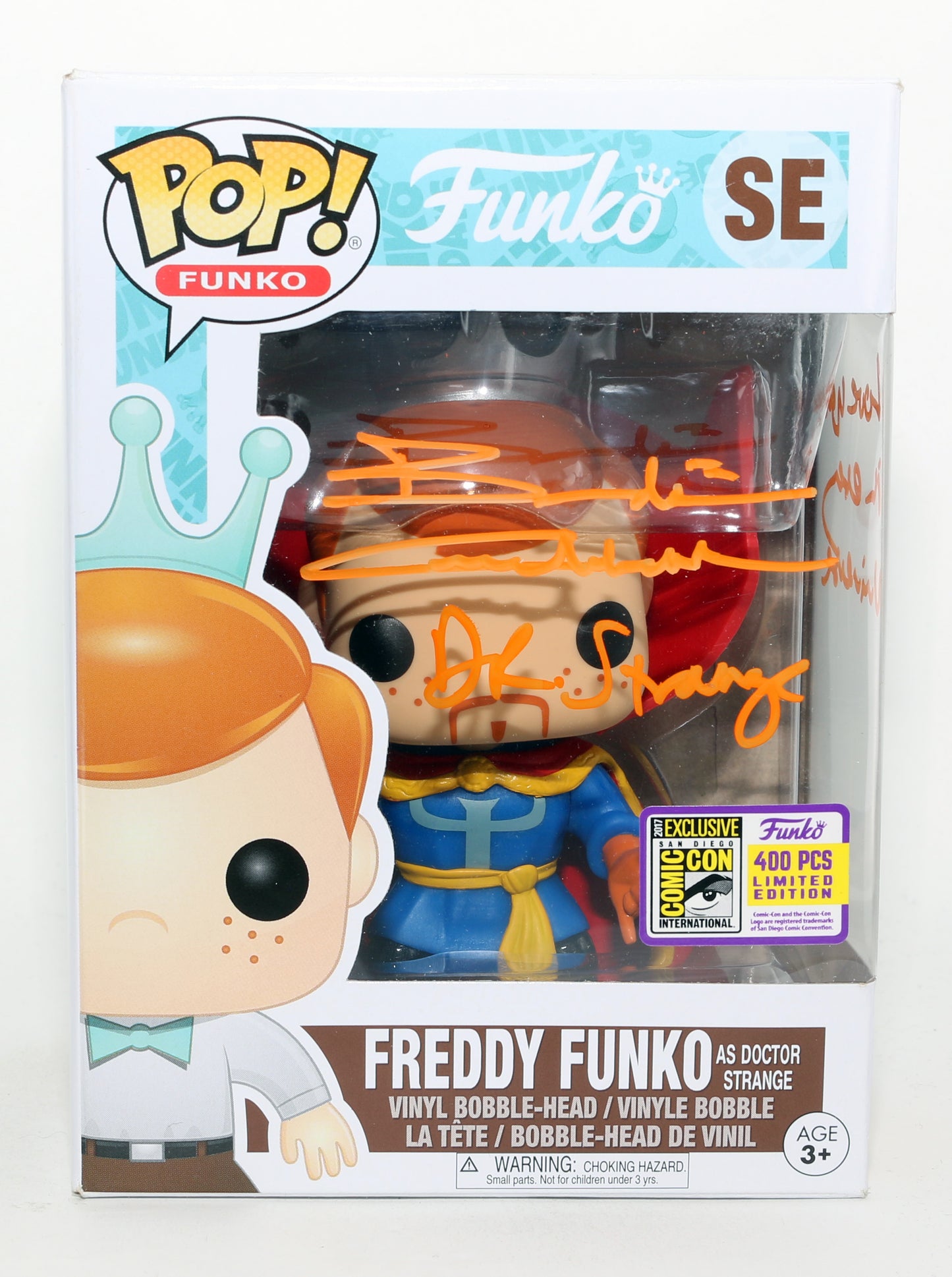 
                  
                    Benedict Cumberbatch as Freddy Funko Doctor Strange in Doctor Strange 2017 San Diego Comic Con Exclusive Limited to 400 Pieces (Beckett Witnessed) Signed Grail Funko POP! #SE with Character Name & Quote
                  
                