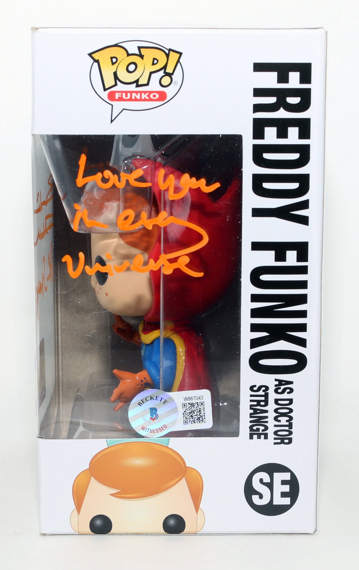 
                  
                    Benedict Cumberbatch as Freddy Funko Doctor Strange in Doctor Strange 2017 San Diego Comic Con Exclusive Limited to 400 Pieces (Beckett Witnessed) Signed Grail Funko POP! #SE with Character Name & Quote
                  
                