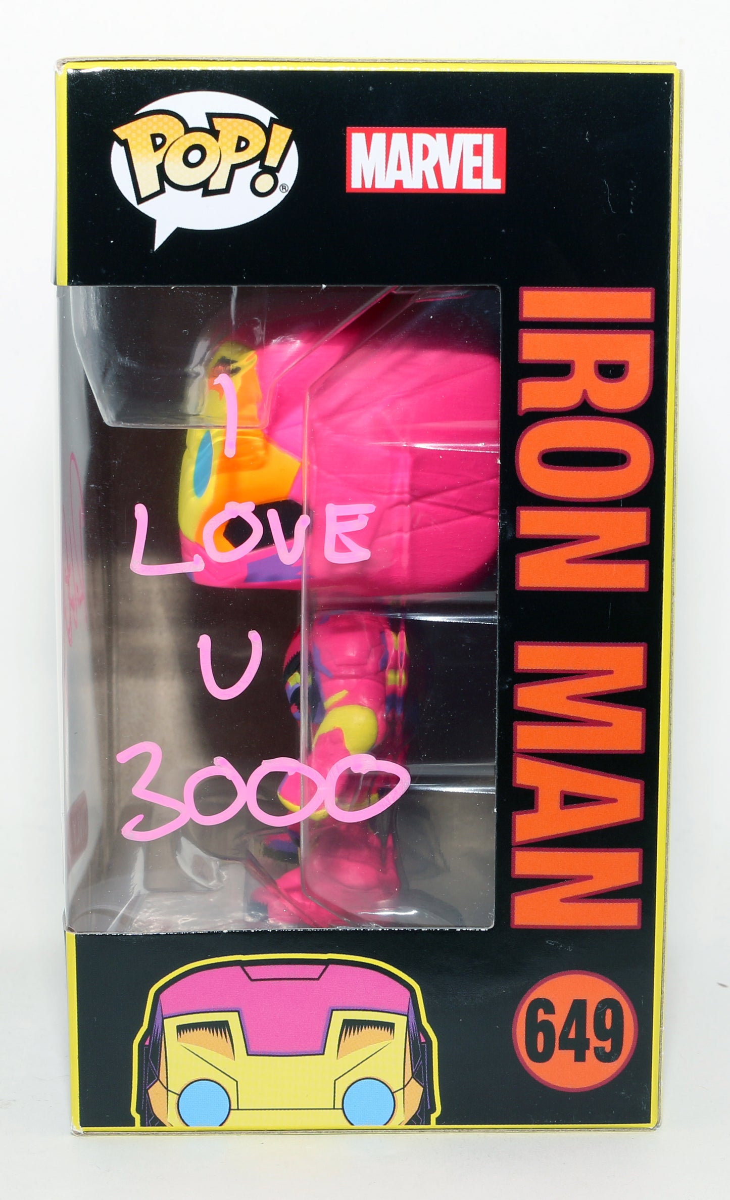 
                  
                    Robert Downey Jr. as Iron Man Marvel Blacklight Target Exclusive (Beckett) Signed Funko POP! #649 with Quote
                  
                