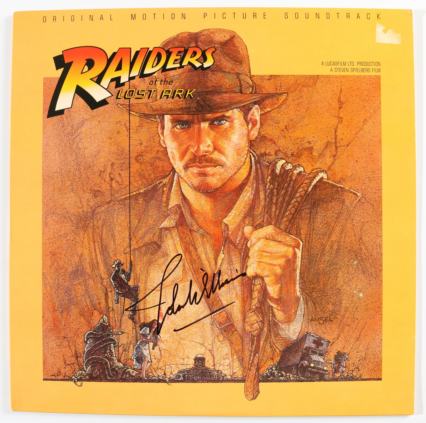 
                  
                    Indiana Jones and the Raiders of the Lost Ark Original Motion Picture Soundtrack 12" Vinyl LP Record Sleeve (SWAU) Signed by Composer: John Williams
                  
                