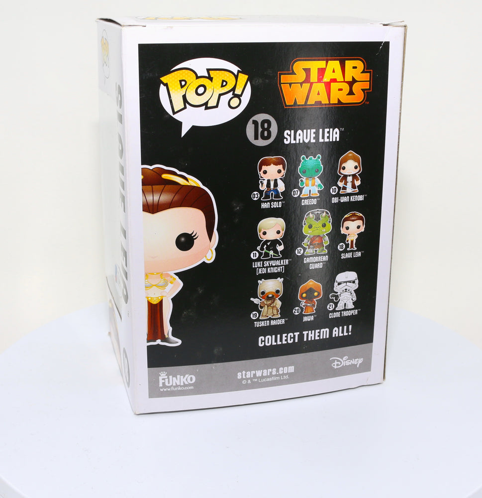 
                  
                    Carrie Fisher as Slave Princess Leia in Star Wars: Return of the Jedi (Radtke) Signed Funko POP! #18
                  
                
