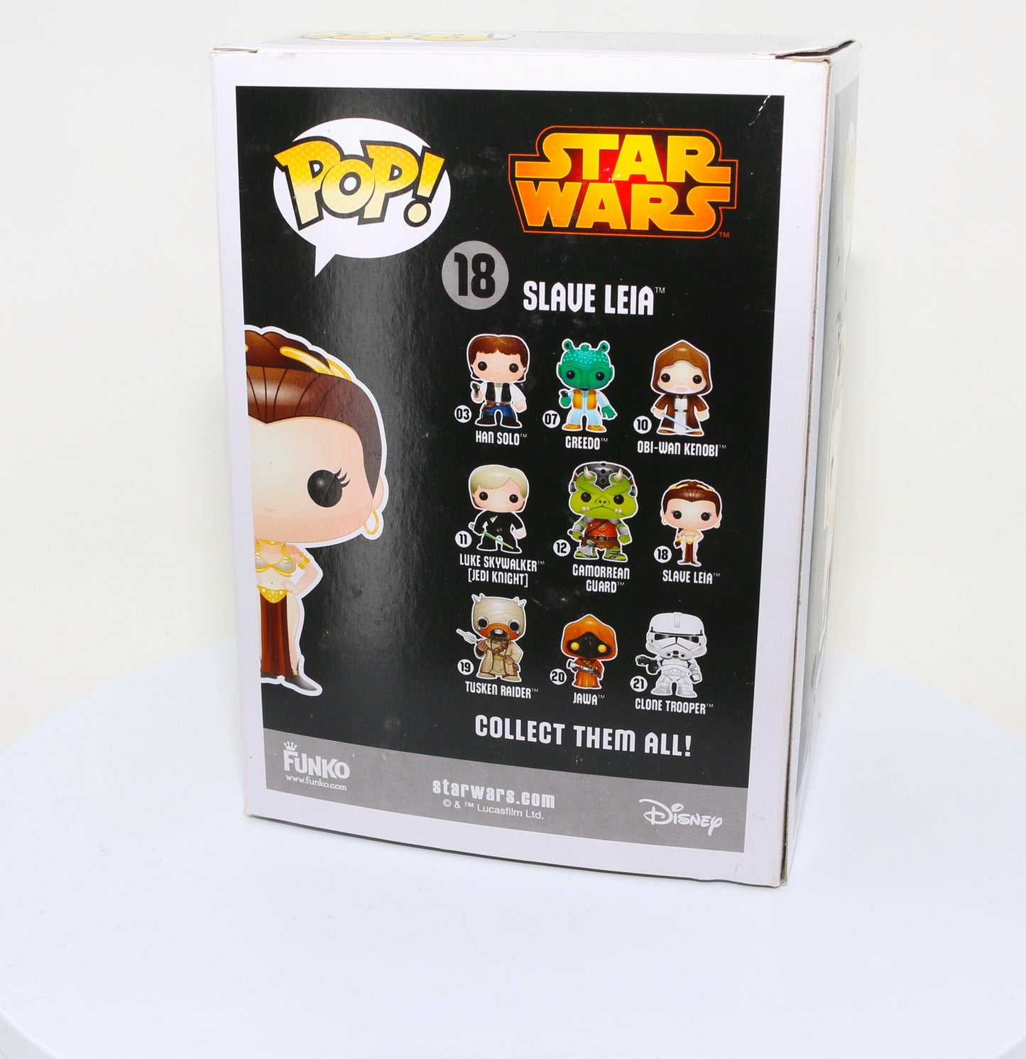 
                  
                    Carrie Fisher as Slave Princess Leia in Star Wars: Return of the Jedi (Radtke) Signed Funko POP! #18
                  
                
