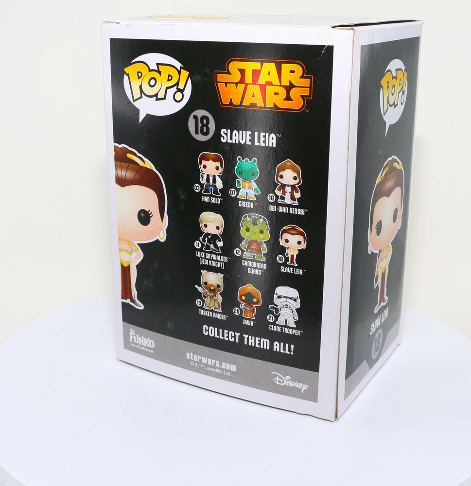 
                  
                    Carrie Fisher as Slave Princess Leia in Star Wars: Return of the Jedi (Radtke) Signed Funko POP! #18
                  
                