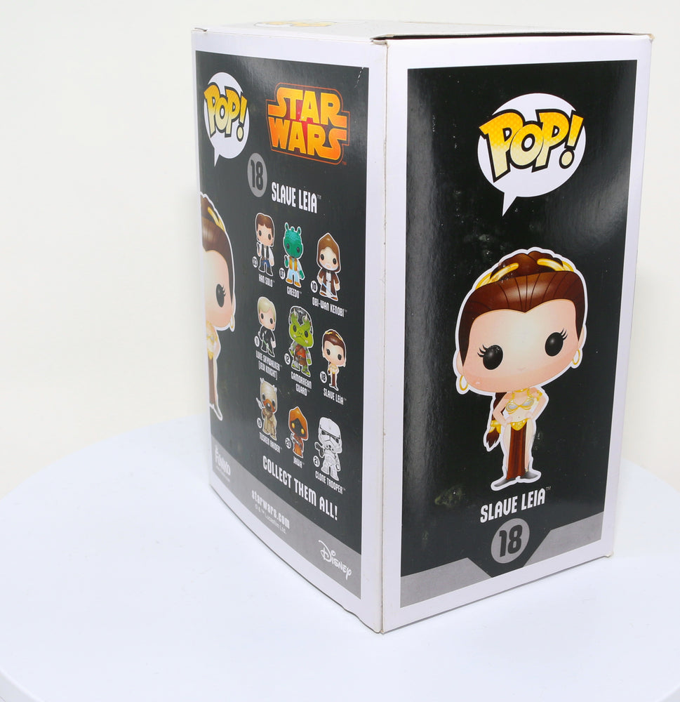 
                  
                    Carrie Fisher as Slave Princess Leia in Star Wars: Return of the Jedi (Radtke) Signed Funko POP! #18
                  
                
