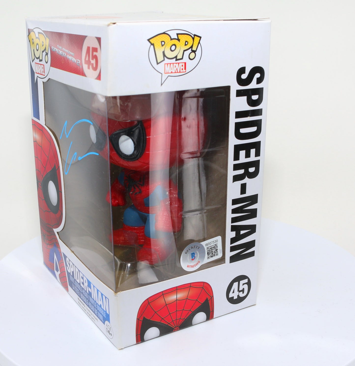 
                  
                    Andrew Garfield as Spider-Man in The Amazing Spider-Man 2 (Beckett Witnessed) Signed Funko POP! #45
                  
                