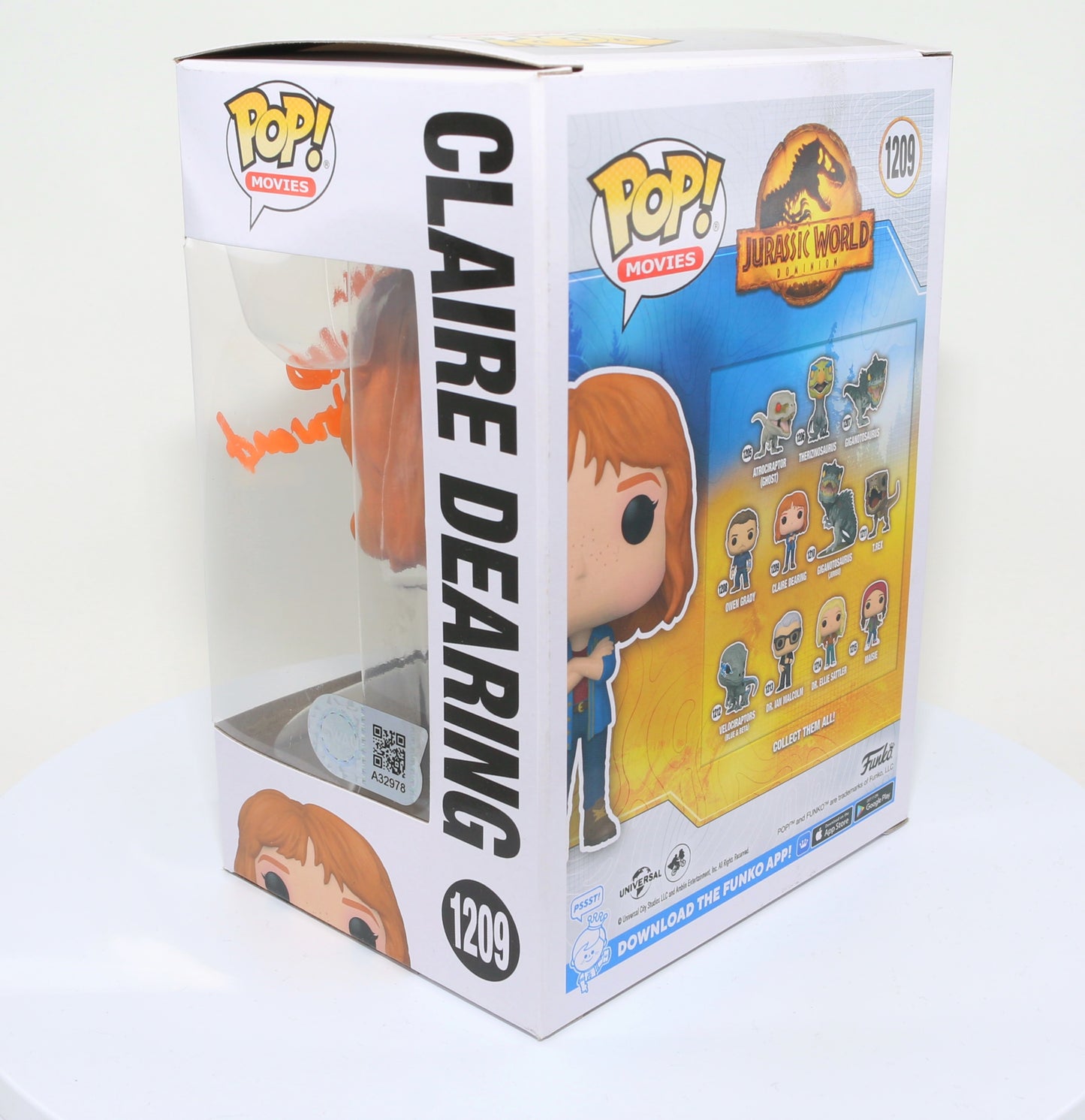 
                  
                    Bryce Dallas Howard as Claire Dearing in Jurassic World Dominion (SWAU Witnessed) Signed Funko POP! #1209
                  
                