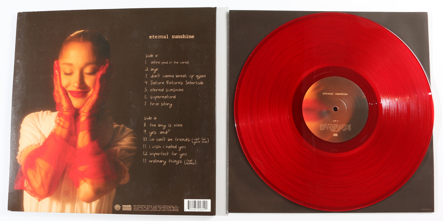 
                  
                    Eternal Sunshine LP 12" Vinyl Record Exclusive Cover 1 Translucent Ruby Red Record Signed by Ariana Grande
                  
                