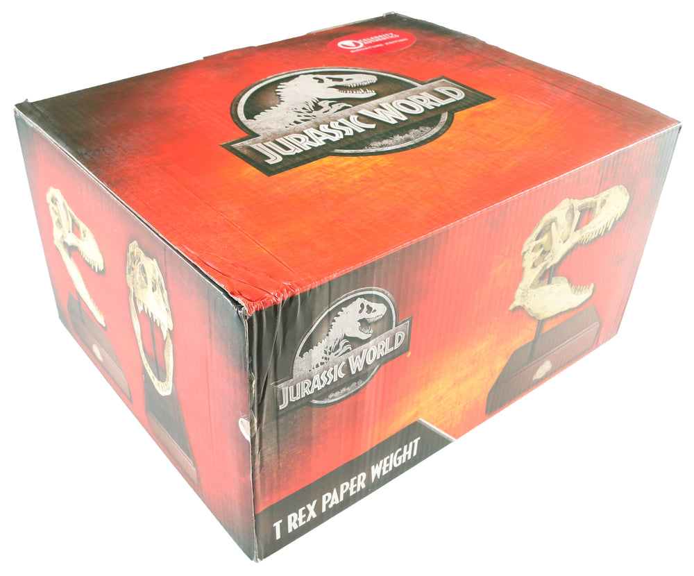 
                  
                    Laura Dern as Ellie Sattler, Jeff Goldblum as Ian Malcolm, & Sam Neill as Alan Grant in Jurassic Park (Celebrity Authentics) Signed Resin Paper Weight T-Rex Skull Replica
                  
                
